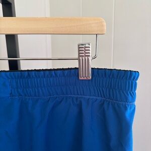 Mack Weldon Mens Large Blue Stratus Lined Compression Performance Sporty Shorts